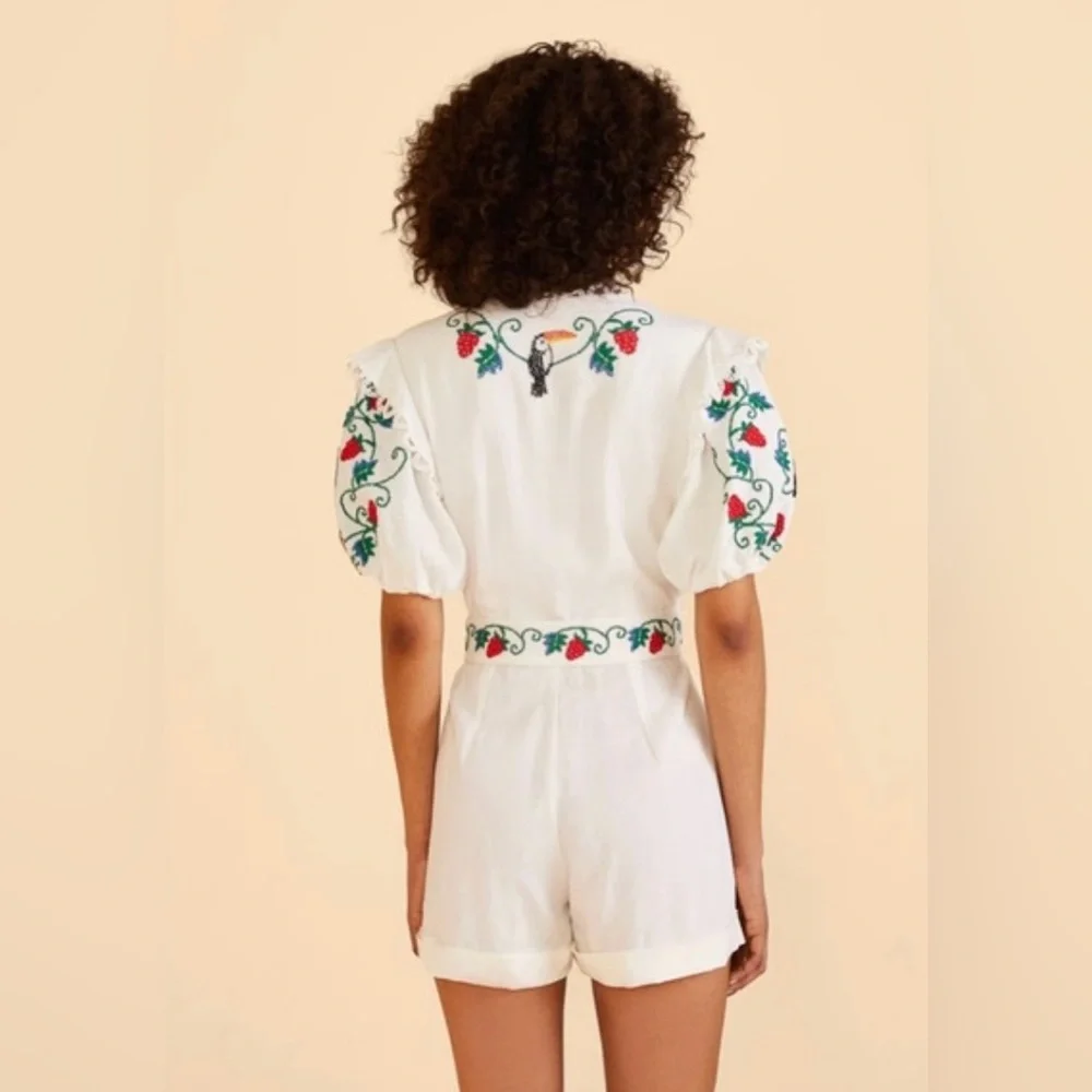 FARM Rio- Cross Stitch Toucan Embroidered Romper - Picture 2 of 9